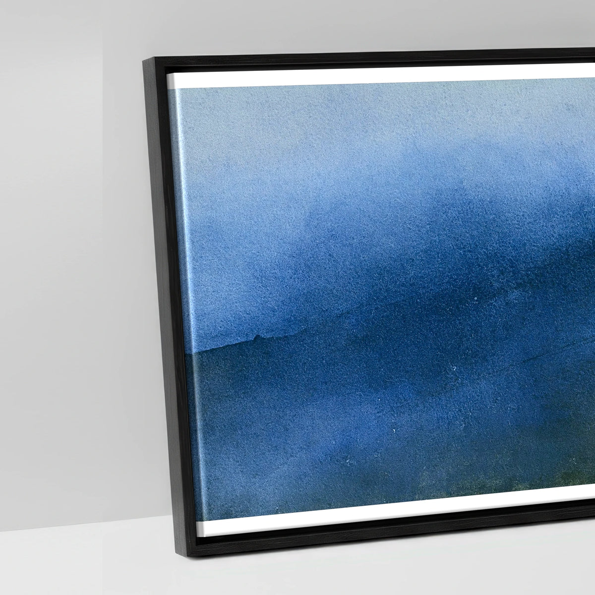 Striding Edge Walker in Indigo - artwork detail in a black float frame