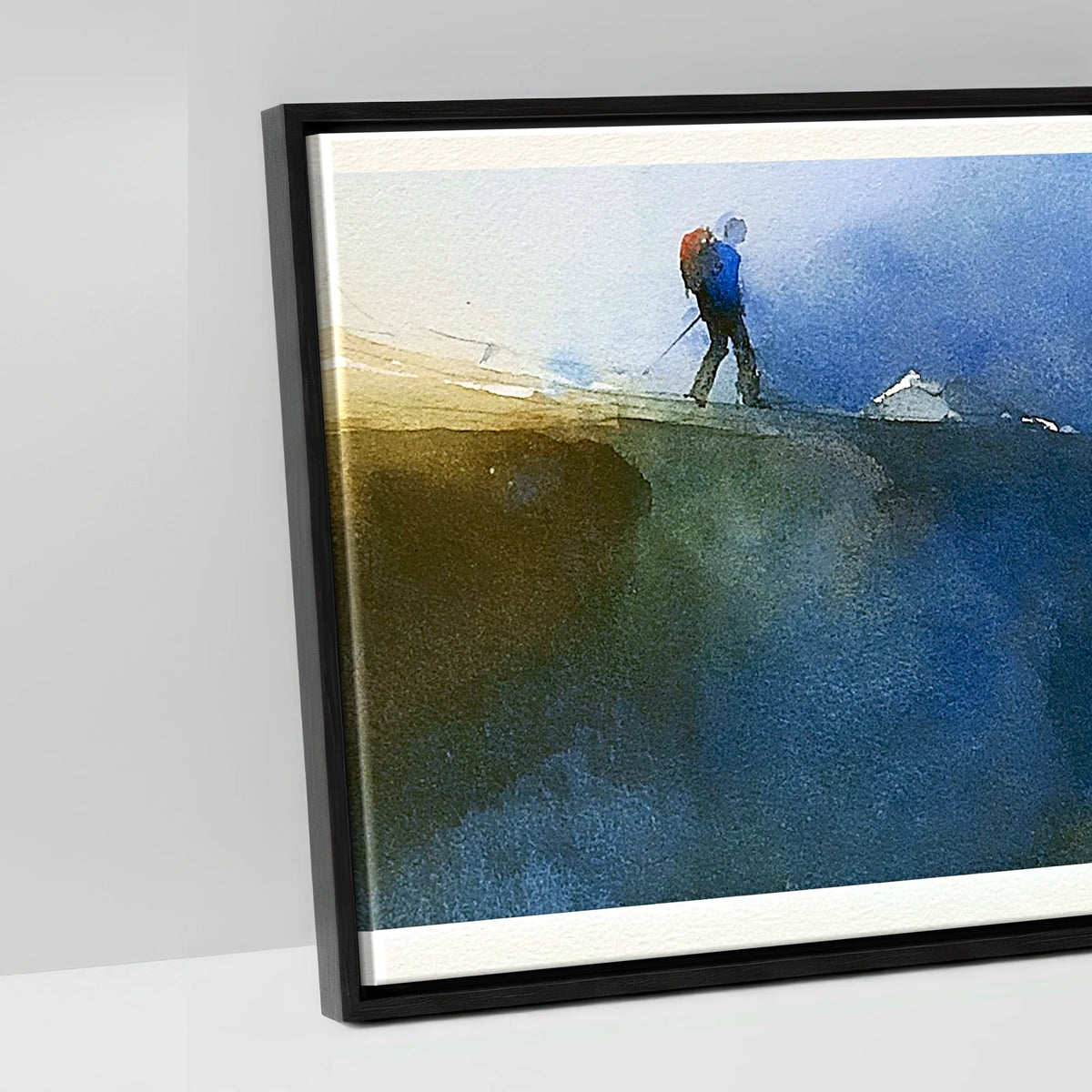 Fell Walker on Moody Striding Edge - artwork detail in a black float frame