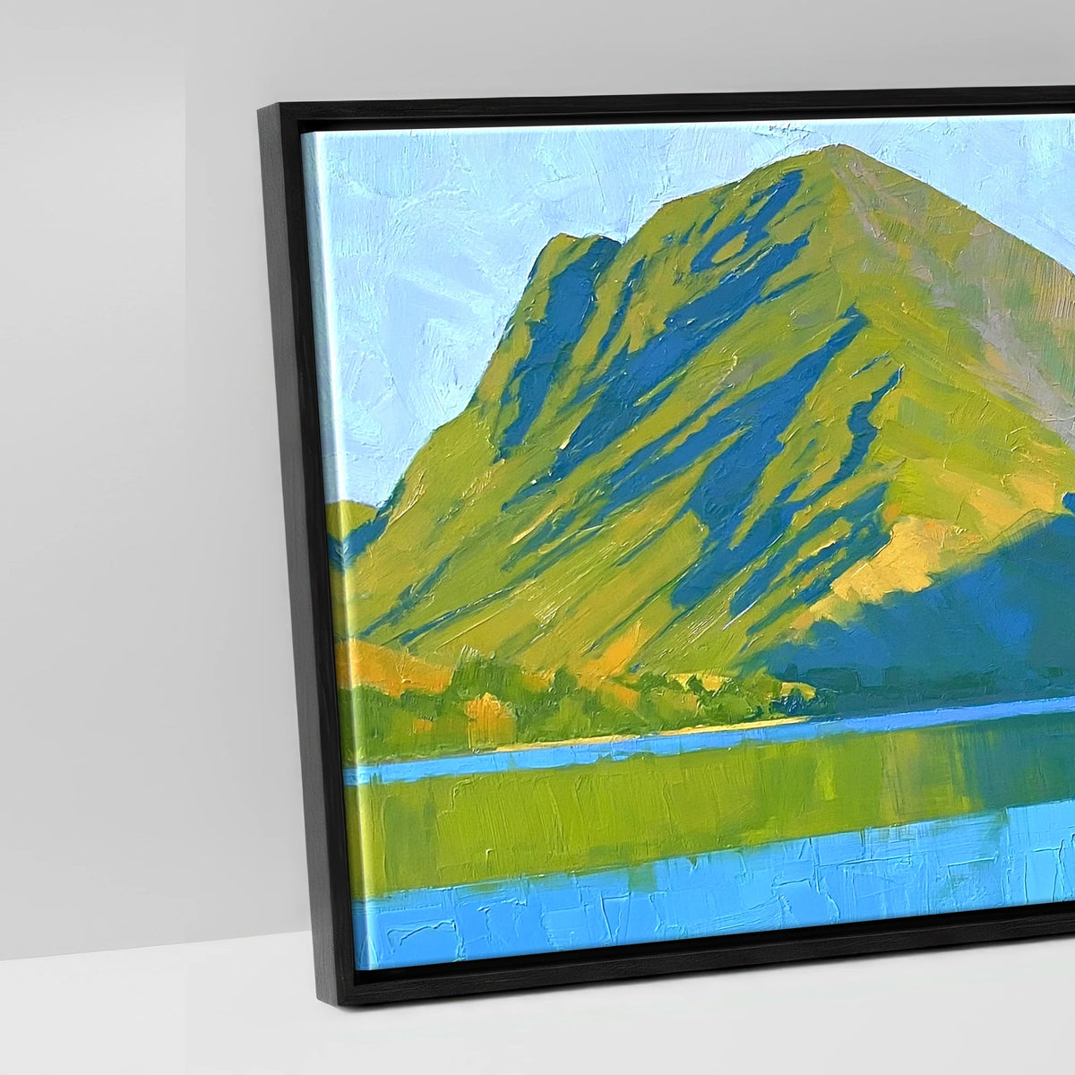 Sunlight and Shadow on Wast Water Screes - artwork detail in a black float frame