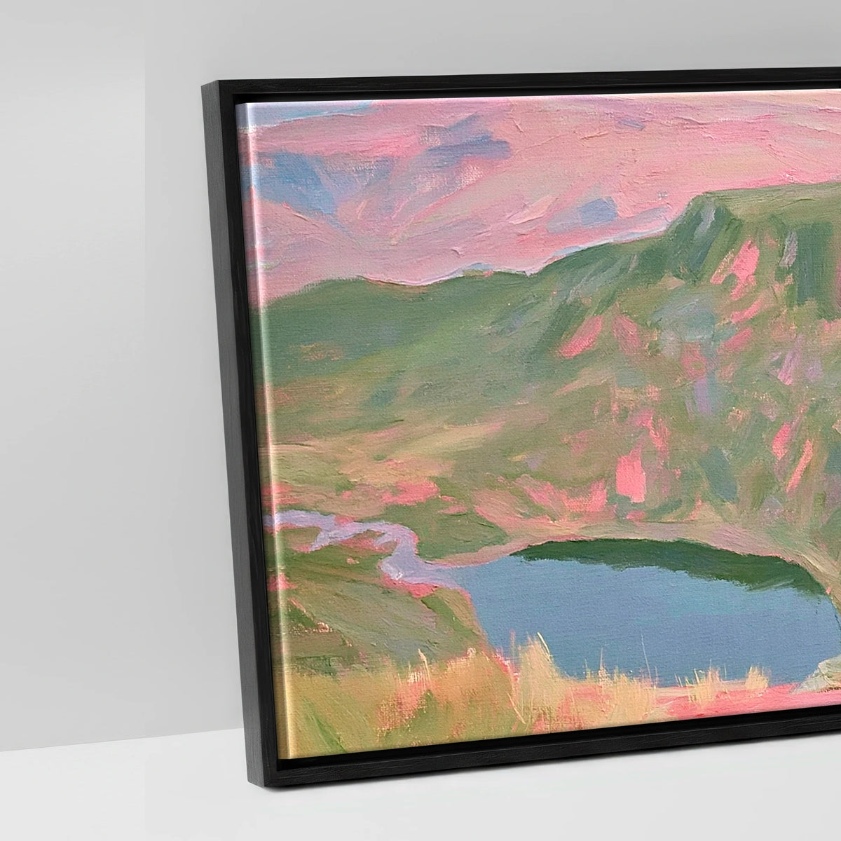 Pastel Light on Striding Edge - artwork detail in a black float frame