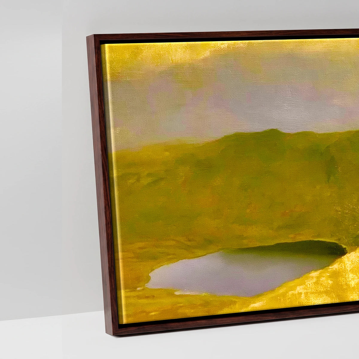 Striding Edge in Golden Light - artwork detail in a brown float frame