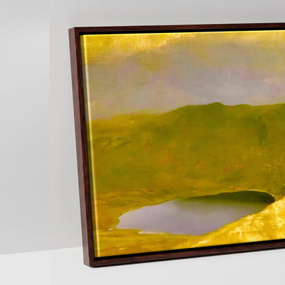 Striding Edge in Golden Light - artwork detail in a brown float frame