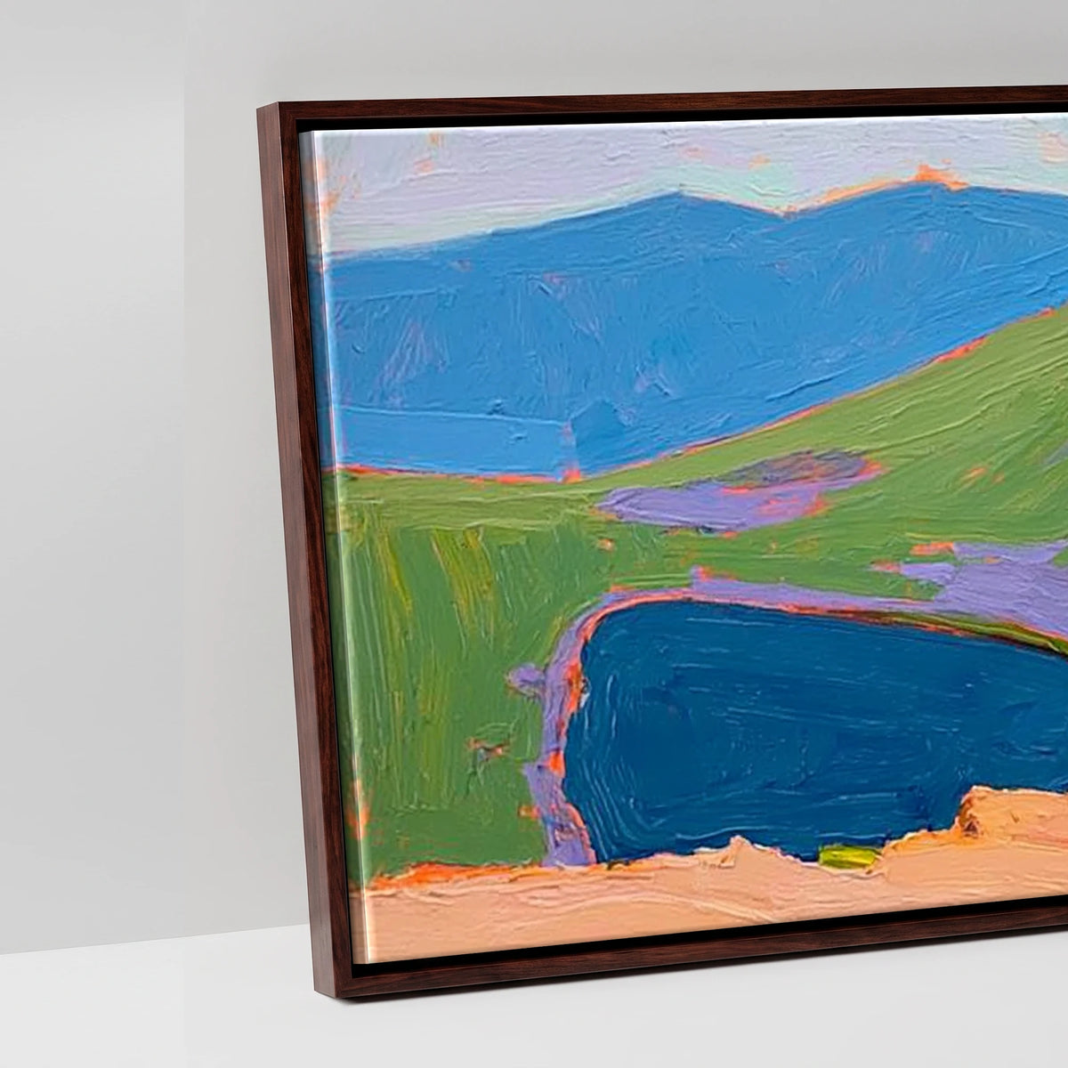 Vivid Striding Edge to Helvellyn - artwork detail in a brown float frame