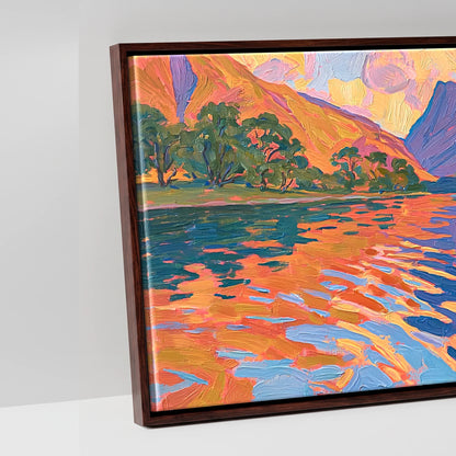 Sunset Glow over Wastwater Fells - artwork detail in a brown float frame