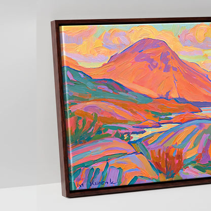 Sunset Radiance Over Wasdale Head - artwork detail in a brown float frame