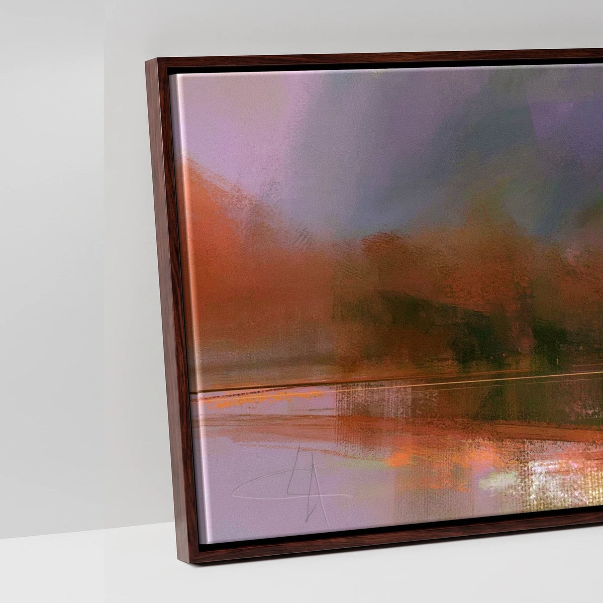 Fleetwith Pike in Warm Light - artwork detail in a brown float frame