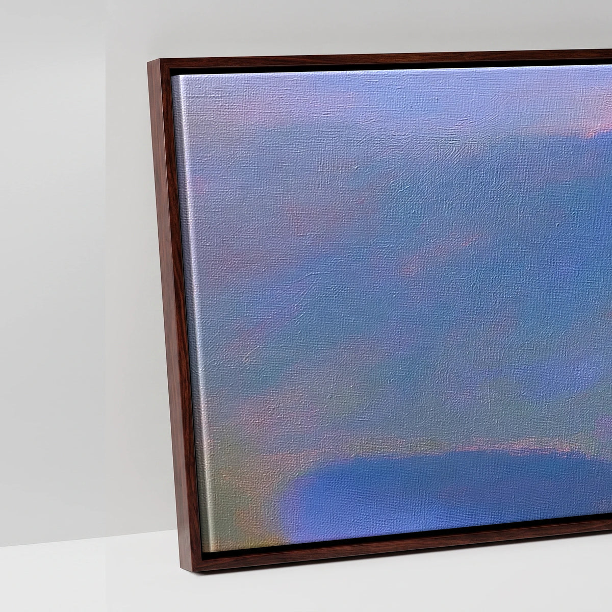 Striding Edge in Pink Twilight - artwork detail in a brown float frame