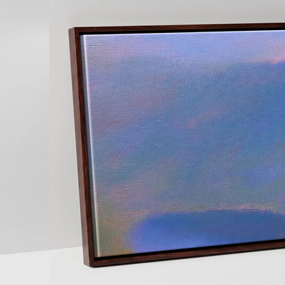 Striding Edge in Pink Twilight - artwork detail in a brown float frame
