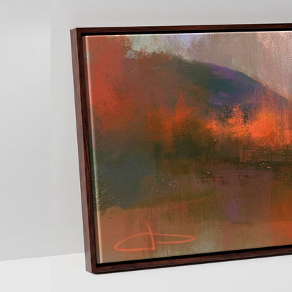 Autumn Larches at Blea Tarn - artwork detail in a brown float frame