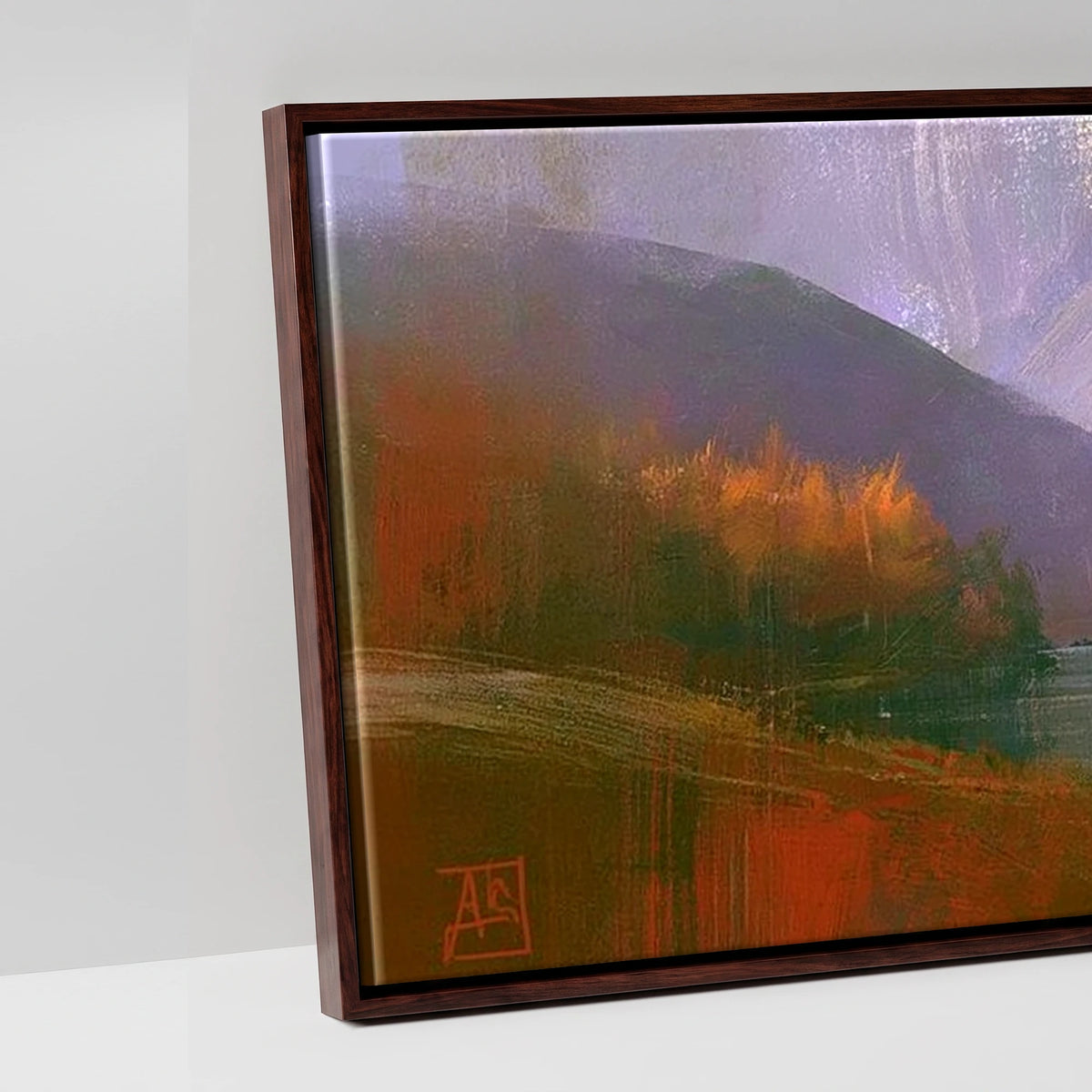 Autumn Colours at Blea Tarn - artwork detail in a brown float frame