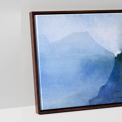 Striding Edge Helvellyn in Blue Mist - artwork detail in a brown float frame