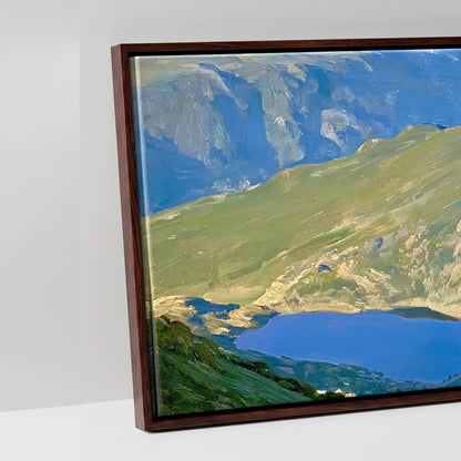 Sunlit Striding Edge Helvellyn - artwork detail in a brown float frame