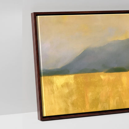 Catbells Silhouette in Luminous Gold - artwork detail in a brown float frame