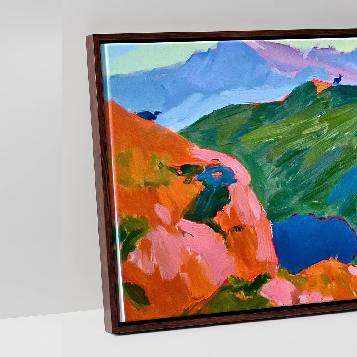 Vivid Striding Edge on Helvellyn - artwork detail in a brown float frame