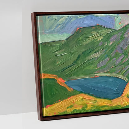 Vivid Striding Edge and Helvellyn - artwork detail in a brown float frame