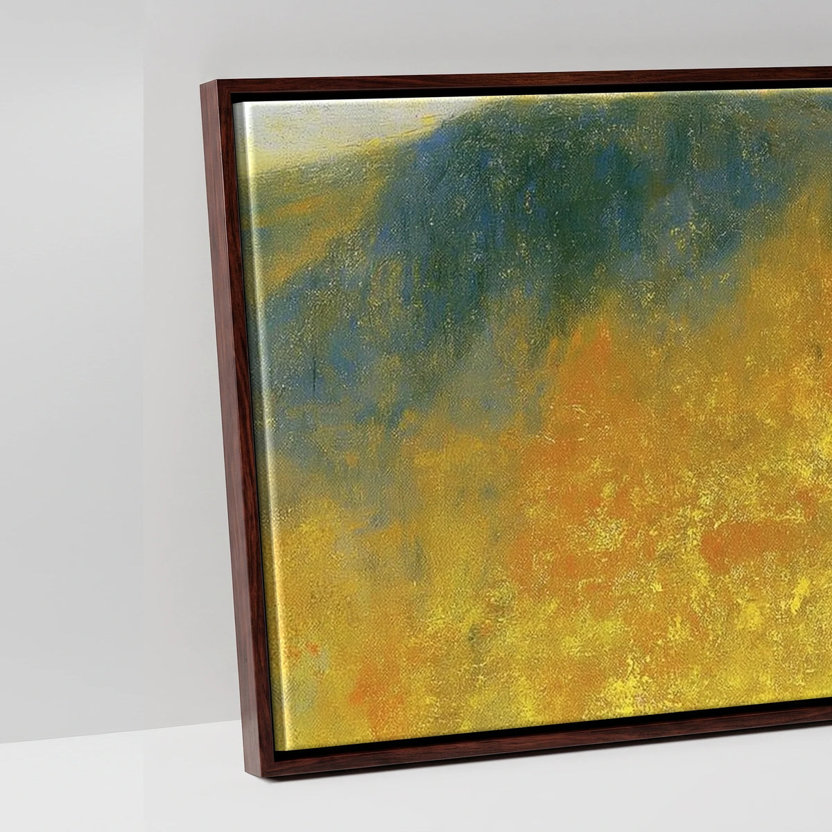 Golden Ridge Walk on Striding Edge - artwork detail in a brown float frame