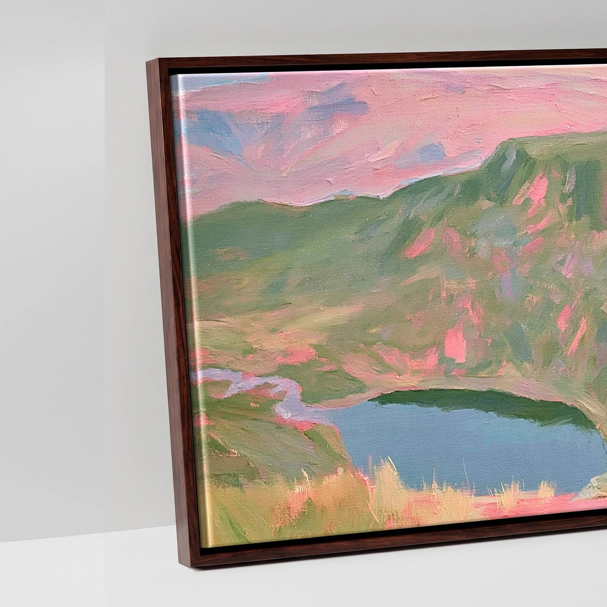 Pastel Light on Striding Edge - artwork detail in a brown float frame