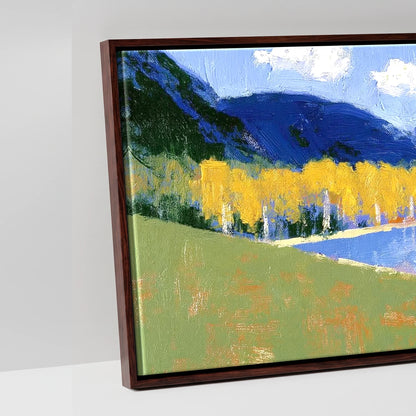 Bold Autumn Colours at Blea Tarn - artwork detail in a brown float frame
