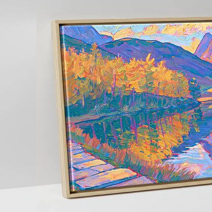 Amber Light Over Blea Tarn - artwork detail in a natural float frame