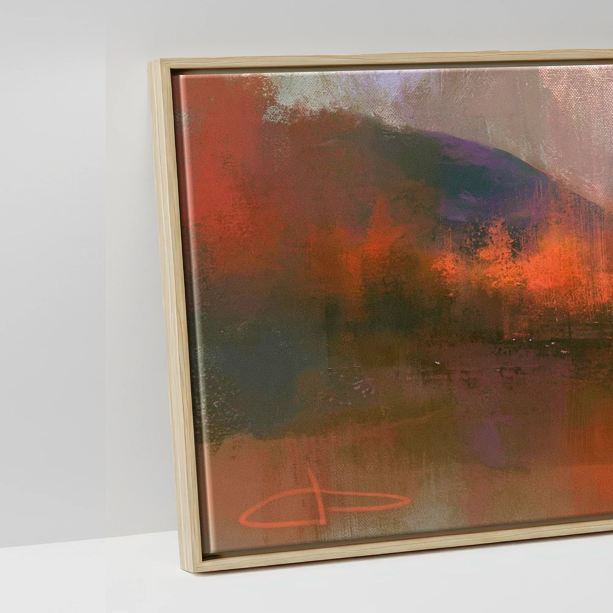 Autumn Larches at Blea Tarn - artwork detail in a natural float frame