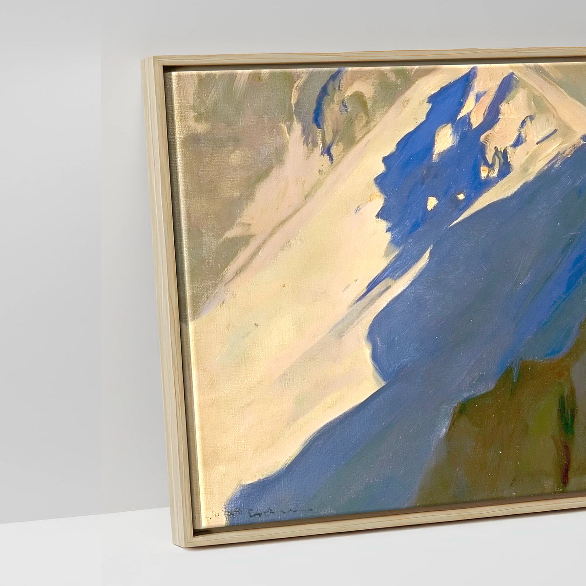 Walker on Sunlit Striding Edge - artwork detail in a natural float frame