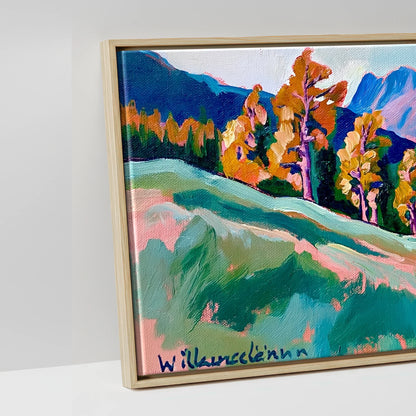 Vibrant Autumn Larches at Blea Tarn - artwork detail in a natural float frame