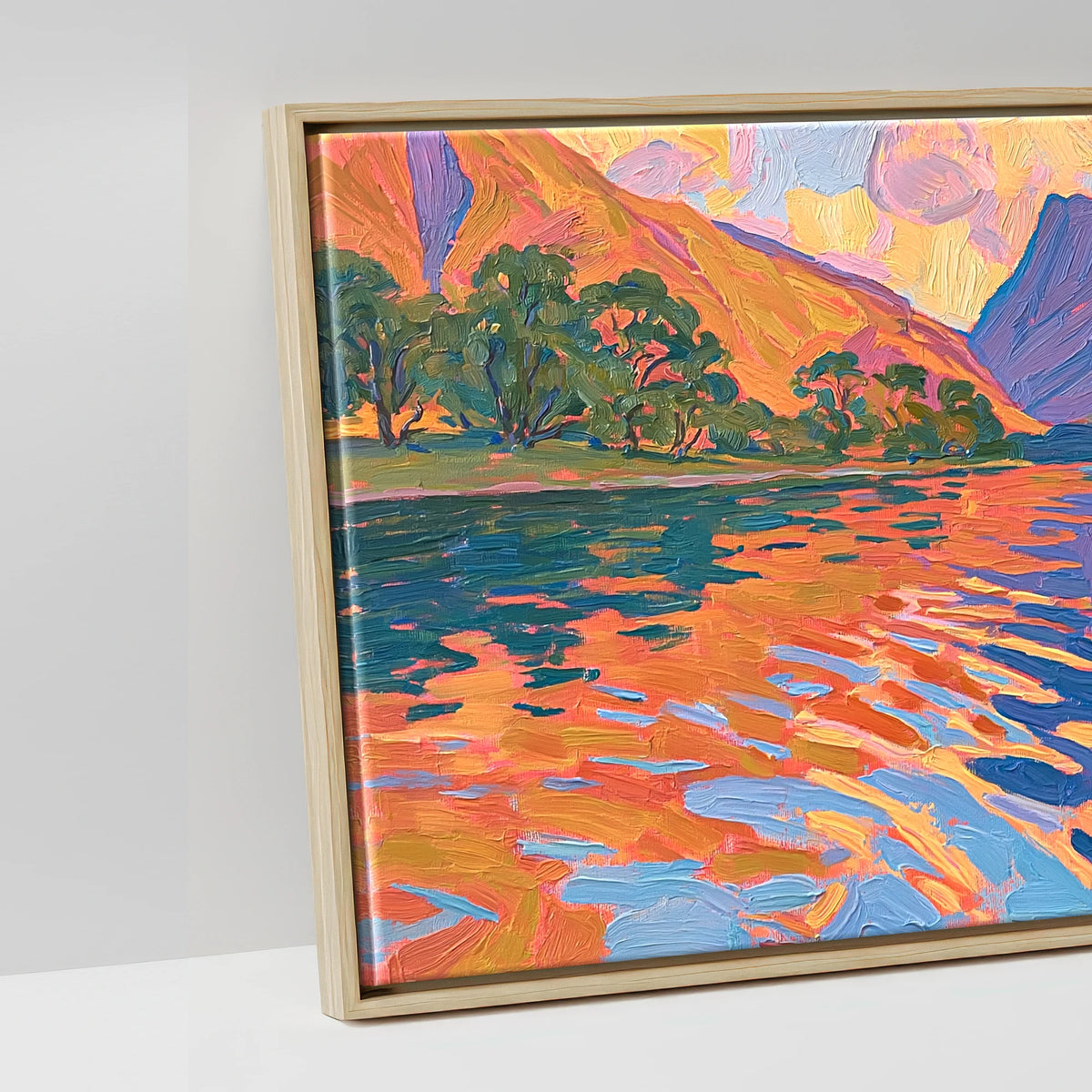 Sunset Glow over Wastwater Fells - artwork detail in a natural float frame
