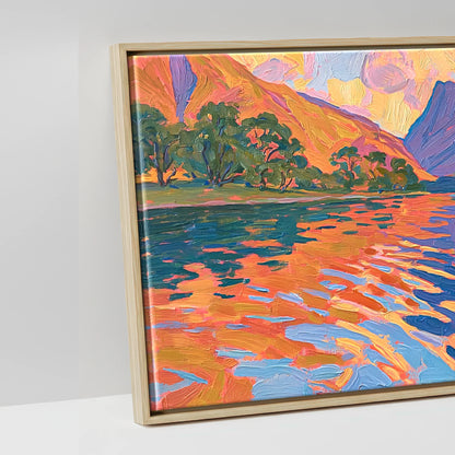 Sunset Glow over Wastwater Fells - artwork detail in a natural float frame