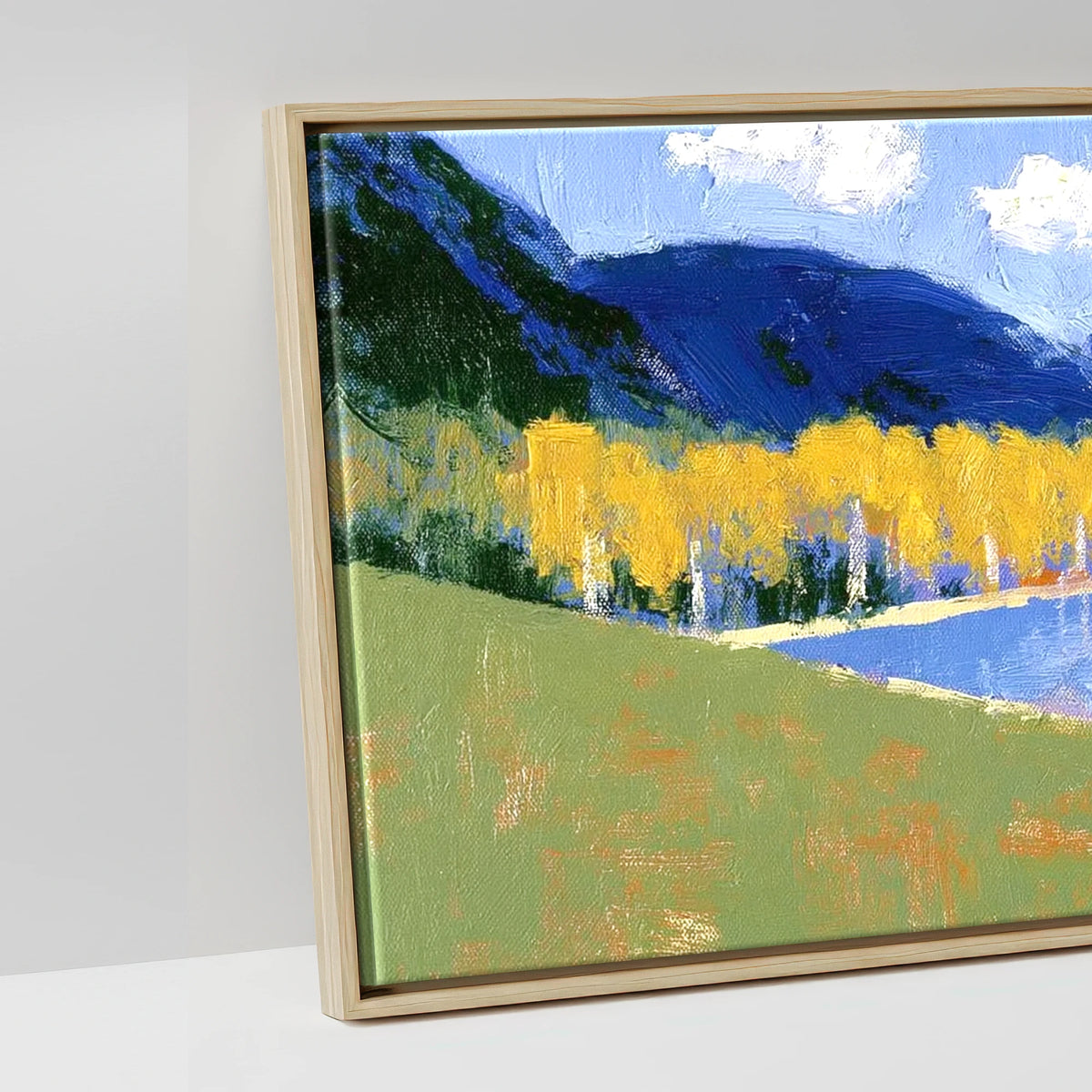 Bold Autumn Colours at Blea Tarn - artwork detail in a natural float frame