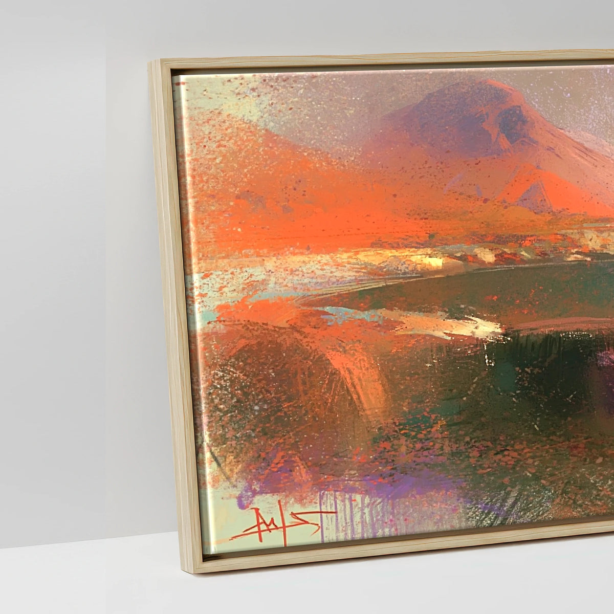 Wastwater and Great Gable Sunset - artwork detail in a natural float frame