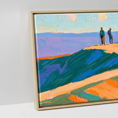 Hikers on a Radiant Fell Top - artwork detail in a natural float frame