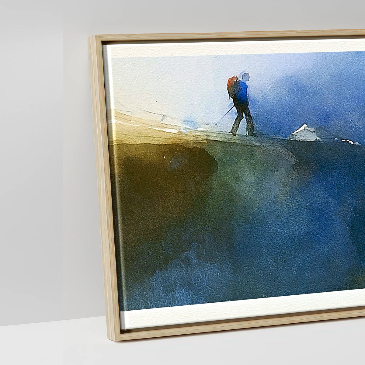 Fell Walker on Moody Striding Edge - artwork detail in a natural float frame