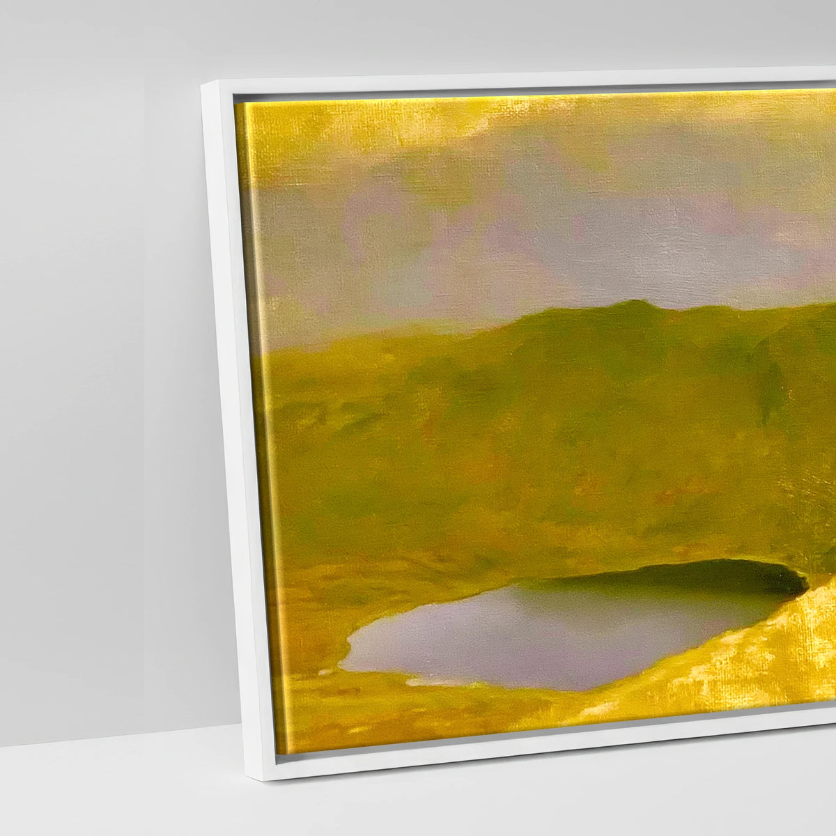 Striding Edge in Golden Light - artwork detail in a white float frame