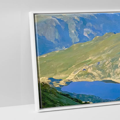 Sunlit Striding Edge Helvellyn - artwork detail in a white float frame