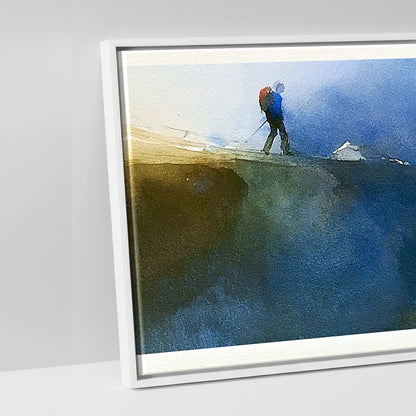 Fell Walker on Moody Striding Edge - artwork detail in a white float frame