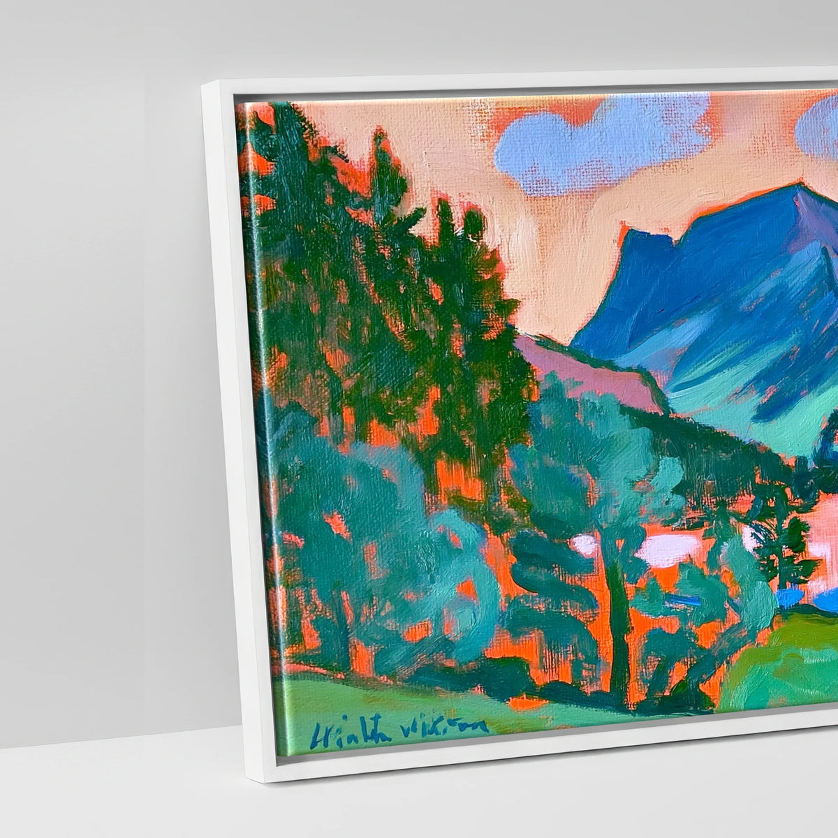 Vibrant Sunset Glow over Buttermere - artwork detail in a white float frame