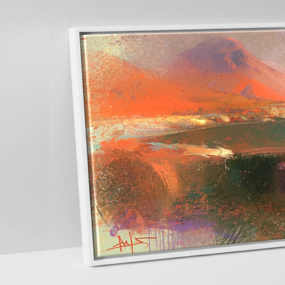 Wastwater and Great Gable Sunset - artwork detail in a white float frame