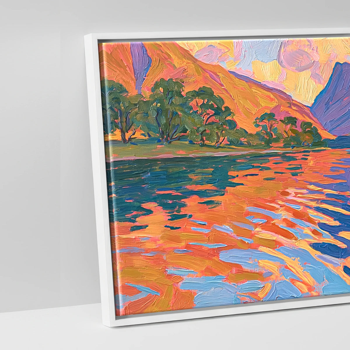 Sunset Glow over Wastwater Fells - artwork detail in a white float frame