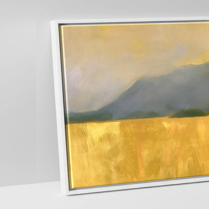 Catbells Silhouette in Luminous Gold - artwork detail in a white float frame