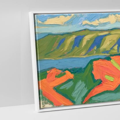 Vibrant Striding Edge Ridge - artwork detail in a white float frame