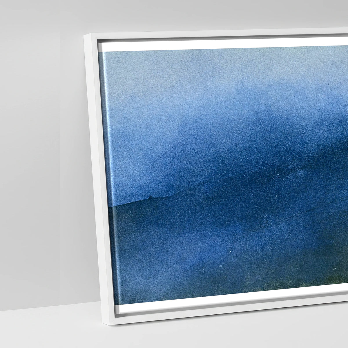 Striding Edge Walker in Indigo - artwork detail in a white float frame