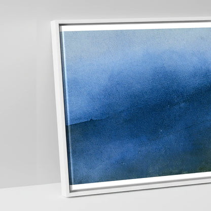 Striding Edge Walker in Indigo - artwork detail in a white float frame