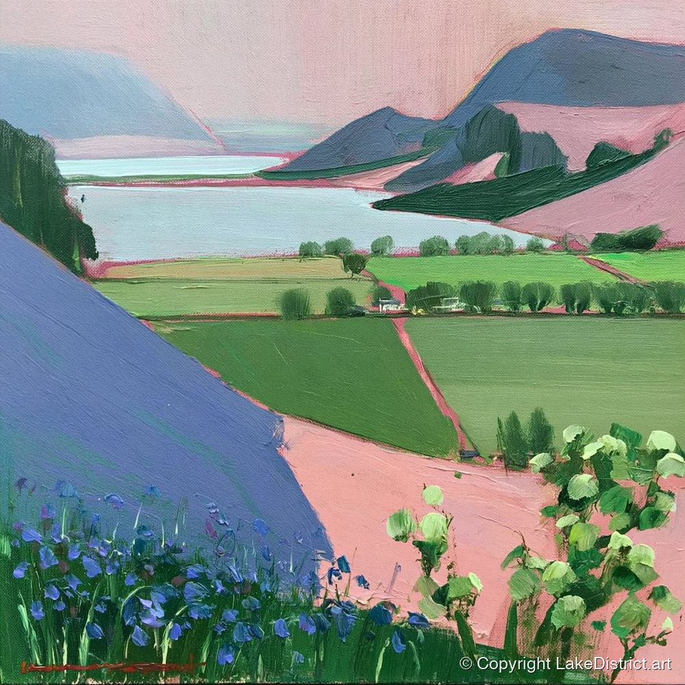 Pastel Crummock Water From Rannerdale - lake district lake art print and canvas by Diana Sutherland A.I