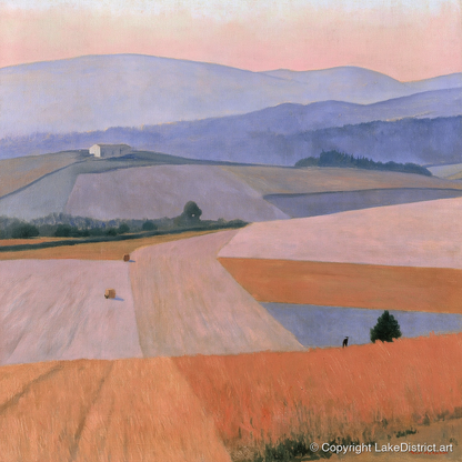 Pastel Dusk over Dale Fields - lake district valley art print and canvas by Alistair Thorne A.I