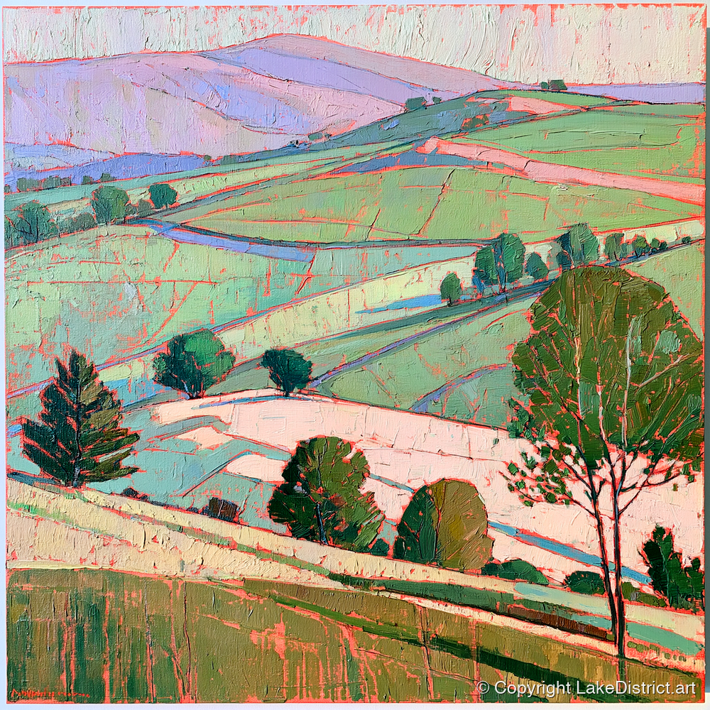 Pastel Evening Light on the Fells - lake district sky art print and canvas by Cedric Montgomery A.I