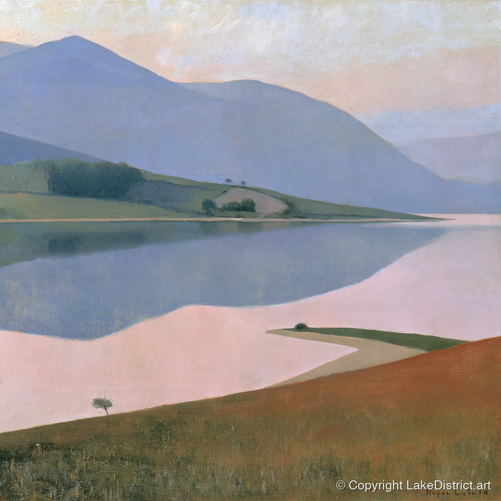 Pastel Fells and Still Lake - lake district lake art print and canvas by Alistair Thorne A.I