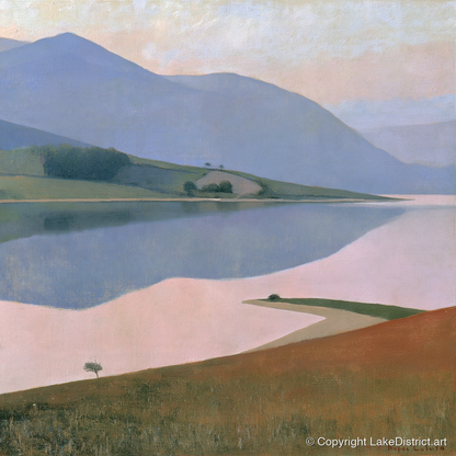 Pastel Fells and Still Lake - lake district lake art print and canvas by Alistair Thorne A.I