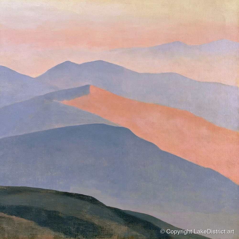 Pastel Fells from the Summit - lake district fell art print and canvas by Alistair Thorne A.I