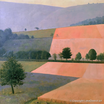 Pastel Patchwork Lakeland Dale Fields - lake district valley art print and canvas by Alistair Thorne A.I