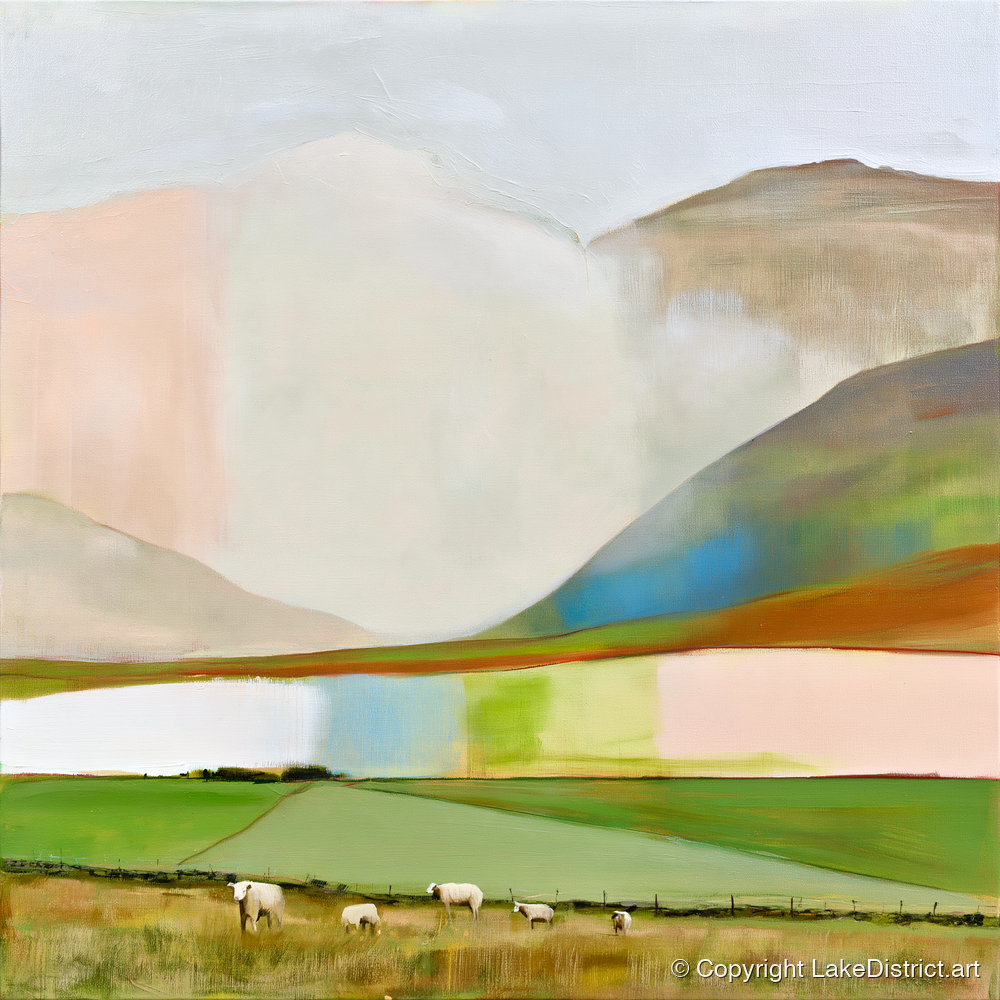 Pastel Storm Clouds Over Fells - lake district sky art print and canvas by Eleanor Croft A.I
